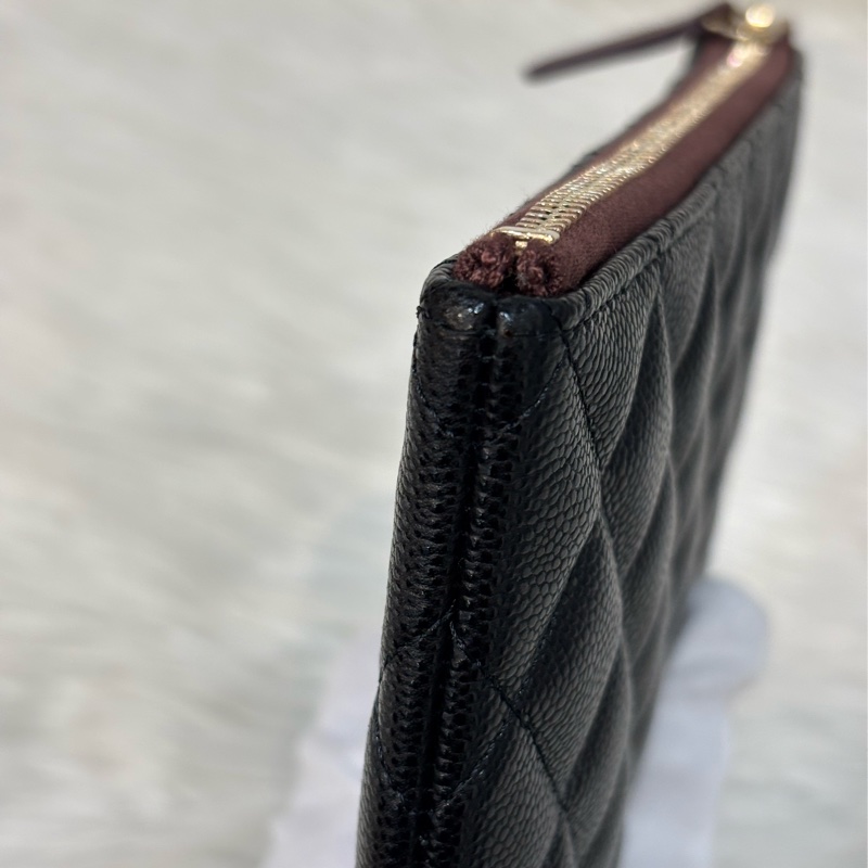 CHANEL AP4101 OCASE 黑色荔枝皮金釦 一字拉鍊 零錢包信用卡包錢包萬用包 可放手機千鈔IPHONE-20