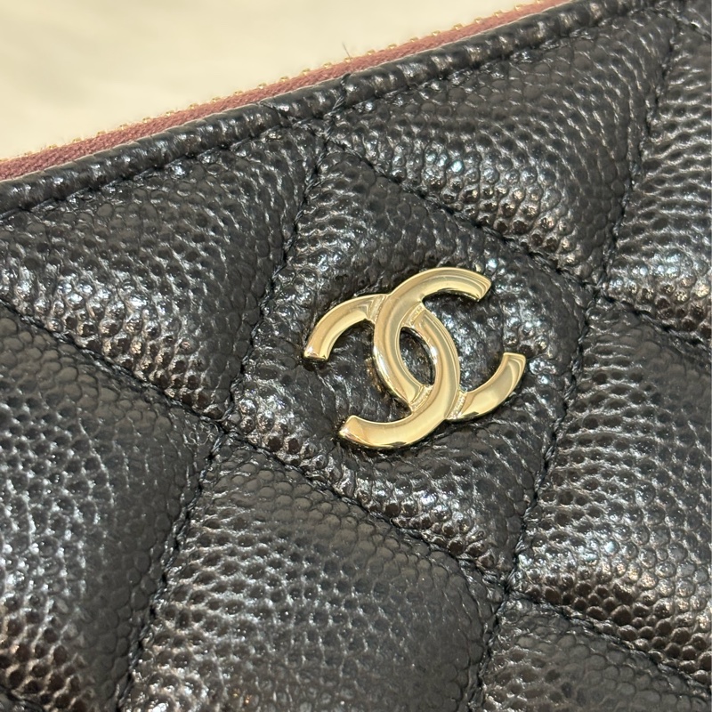 CHANEL AP4101 OCASE 黑色荔枝皮金釦 一字拉鍊 零錢包信用卡包錢包萬用包 可放手機千鈔IPHONE-22