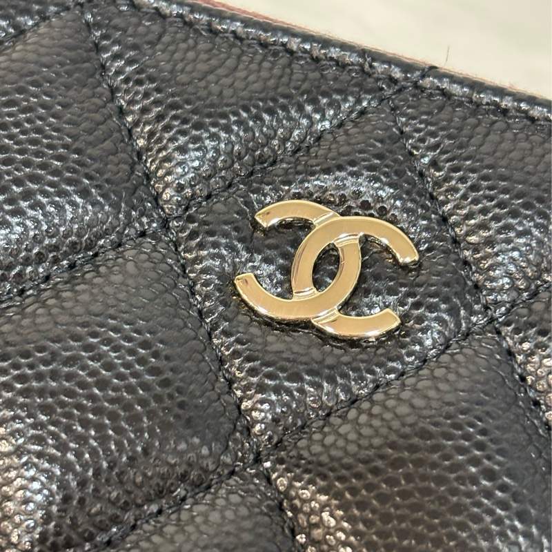 CHANEL AP4101 OCASE 黑色荔枝皮金釦 一字拉鍊 零錢包信用卡包錢包萬用包 可放手機千鈔IPHONE-23
