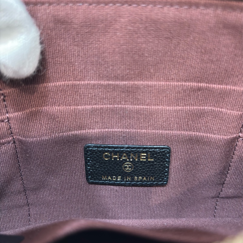 CHANEL AP4101 OCASE 黑色荔枝皮金釦 一字拉鍊 零錢包信用卡包錢包萬用包 可放手機千鈔IPHONE-28