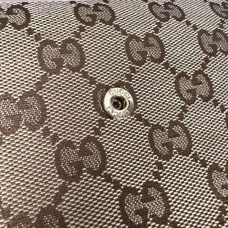 GUCCI 181672  老花拚粉藍條紋對開長夾-9