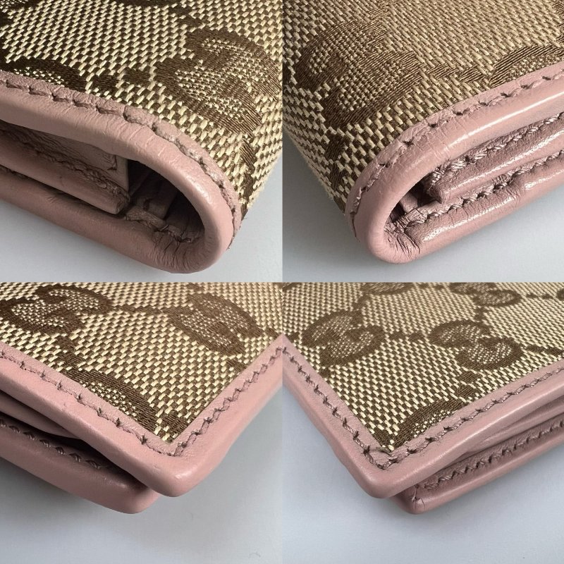 GUCCI 181672  老花拚粉藍條紋對開長夾-10