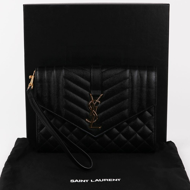 【包稅】SAINT LAURENT YSL金色小手拿包-11