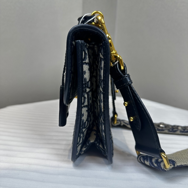 迪奧/Dior Addict Oblique Flap Bag 深藍色老花帆布斜背包 24x5x16cm-2