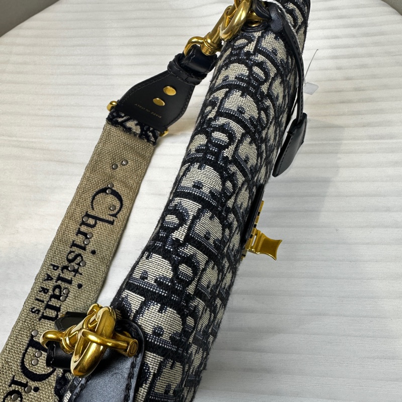 迪奧/Dior Addict Oblique Flap Bag 深藍色老花帆布斜背包 24x5x16cm-4