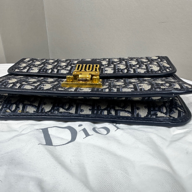 迪奧/Dior Addict Oblique Flap Bag 深藍色老花帆布斜背包 24x5x16cm-6