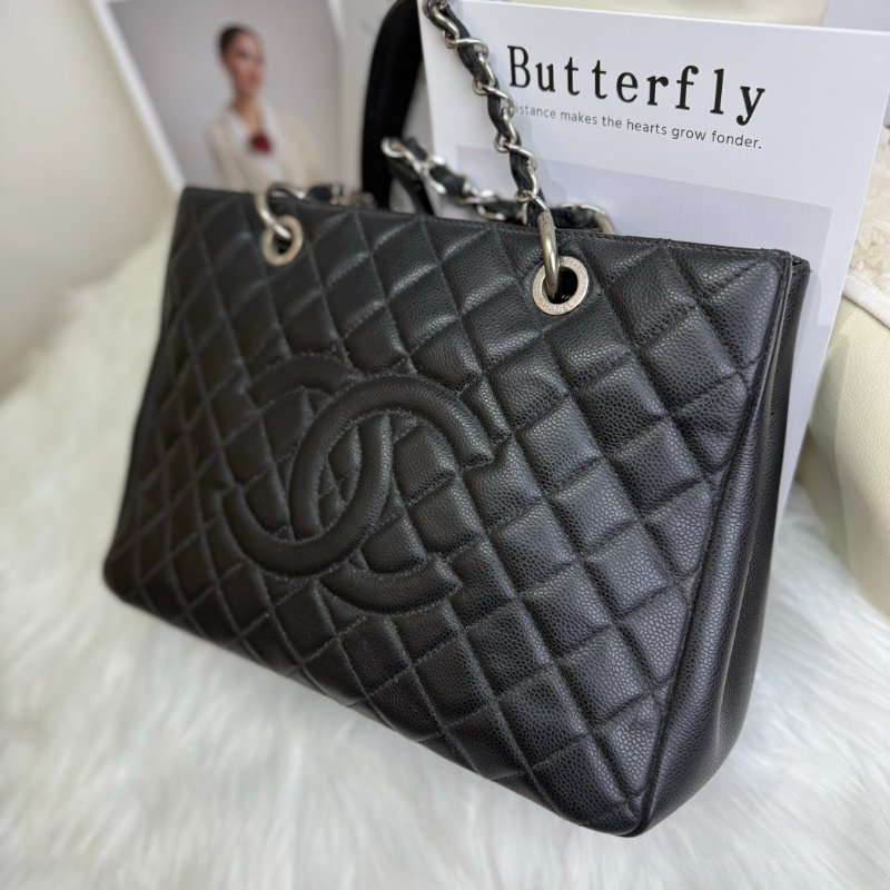 Chanel GST 手袋 黑色 菱格紋 牛皮 中號 銀鏈 19開-2