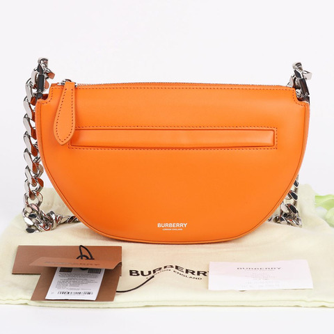 BURBERRY 橙色皮革 Olympia 迷你鏈條包