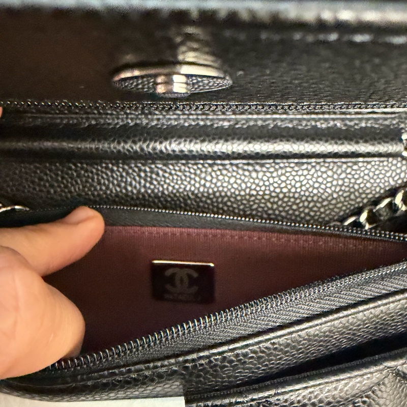 CHANEL 經典黑色woc 鏈條包 芯片款 全新 附原廠 紙袋 緞帶-2