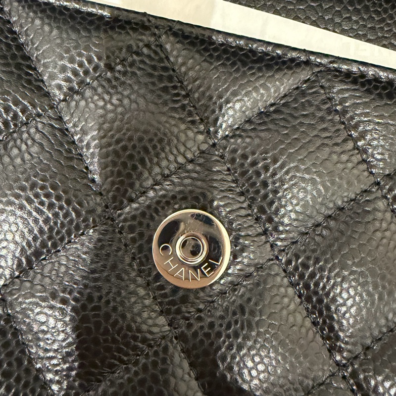 CHANEL 經典黑色woc 鏈條包 芯片款 近全新 附原廠 紙袋 緞帶-10