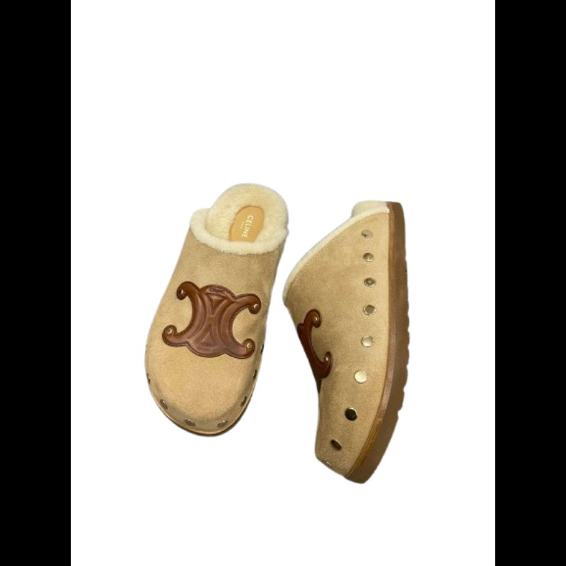 Celine Pitea Triomphe 軟木塞穆勒鞋 羊毛内 38碼-2