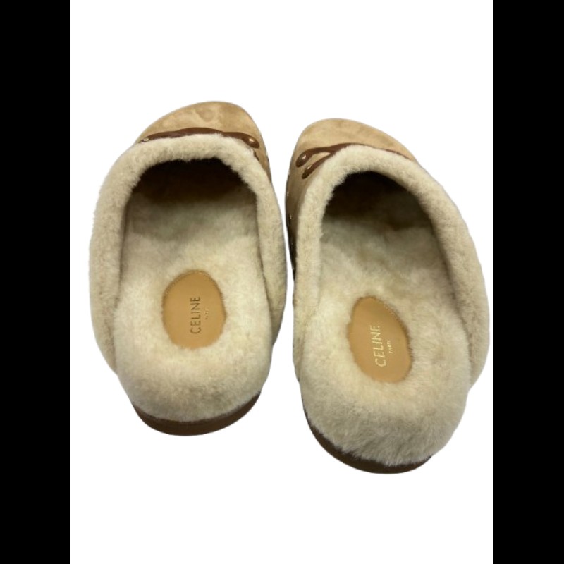 Celine Pitea Triomphe 軟木塞穆勒鞋 羊毛内 38碼-3