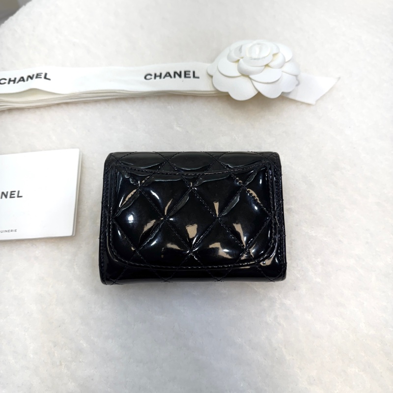 🖤香奈兒卡包🔥送皮穿鏈Chanel黑銀漆皮卡包A31504Y-6