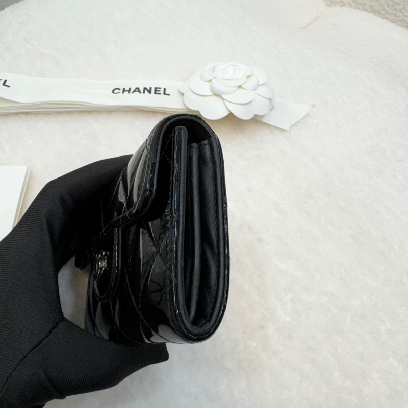 🖤香奈兒卡包🔥送皮穿鏈Chanel黑銀漆皮卡包A31504Y-10