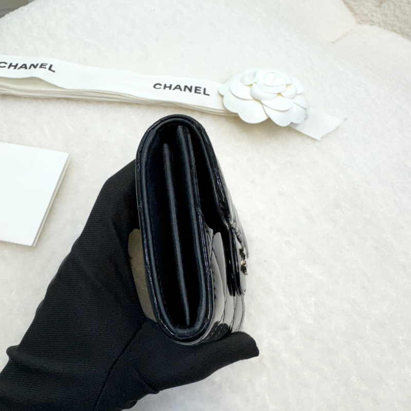 🖤香奈兒卡包🔥送皮穿鏈Chanel黑銀漆皮卡包A31504Y-11