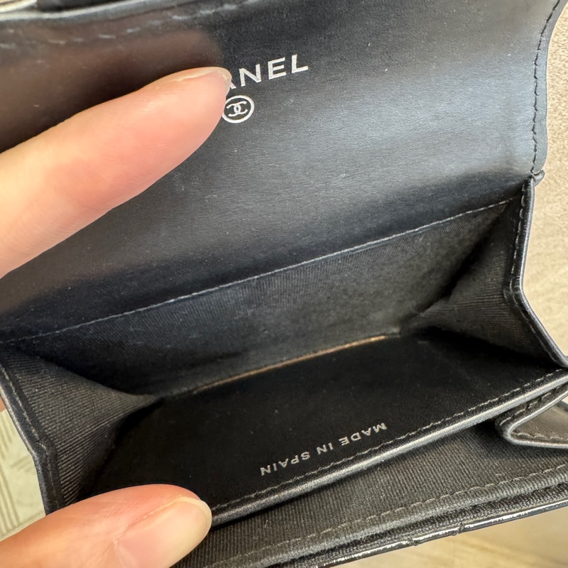 🖤香奈兒卡包🔥送皮穿鏈Chanel黑銀漆皮卡包A31504Y-20