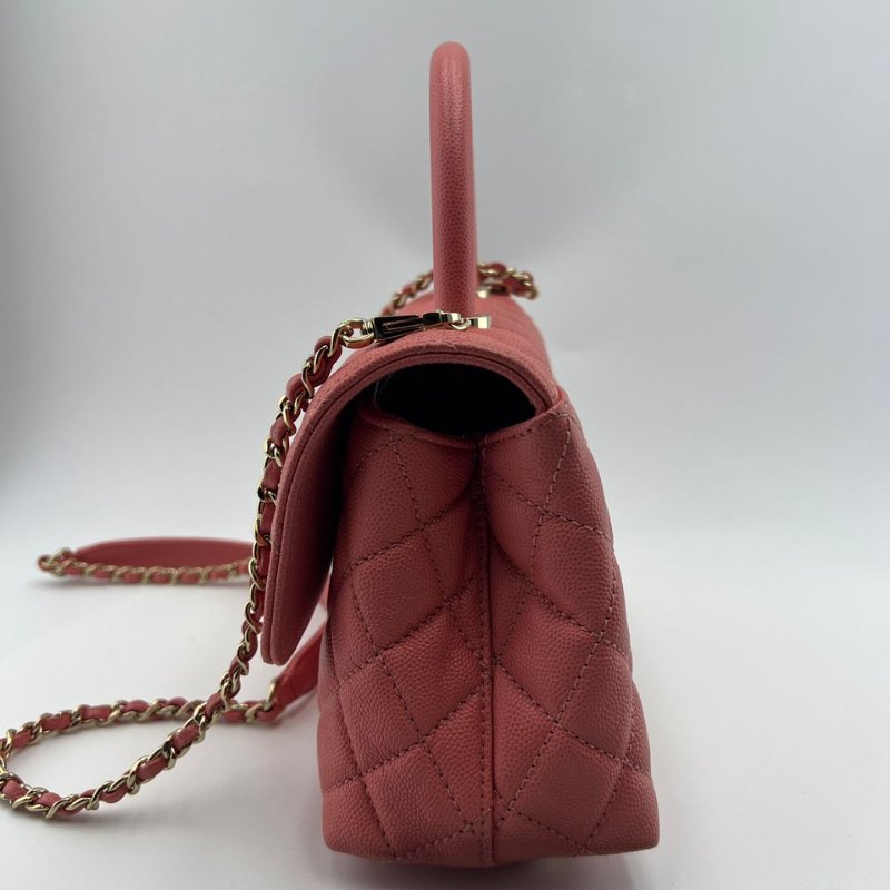 香奈兒紅金手柄小型 Coco Handle 手提斜背兩用包-2