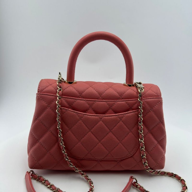 香奈兒紅金手柄小型 Coco Handle 手提斜背兩用包-3