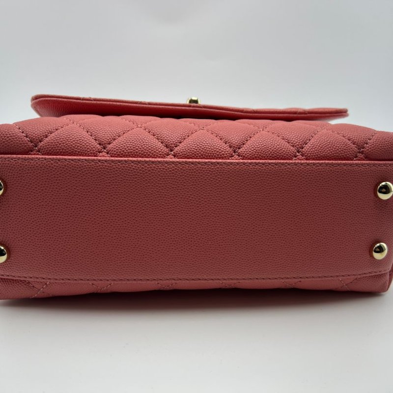 香奈兒紅金手柄小型 Coco Handle 手提斜背兩用包-4