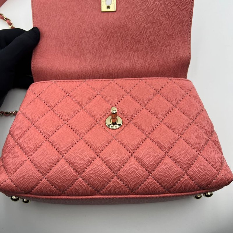 香奈兒紅金手柄小型 Coco Handle 手提斜背兩用包-6