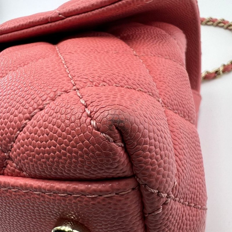 香奈兒紅金手柄小型 Coco Handle 手提斜背兩用包-12