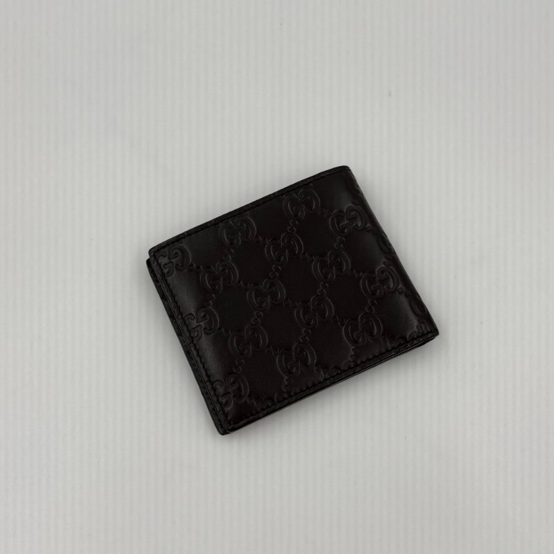 GUCCI - 黑色牛皮雙G LOGO對開短夾-1