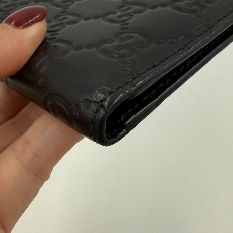 GUCCI - 黑色牛皮雙G LOGO對開短夾-6