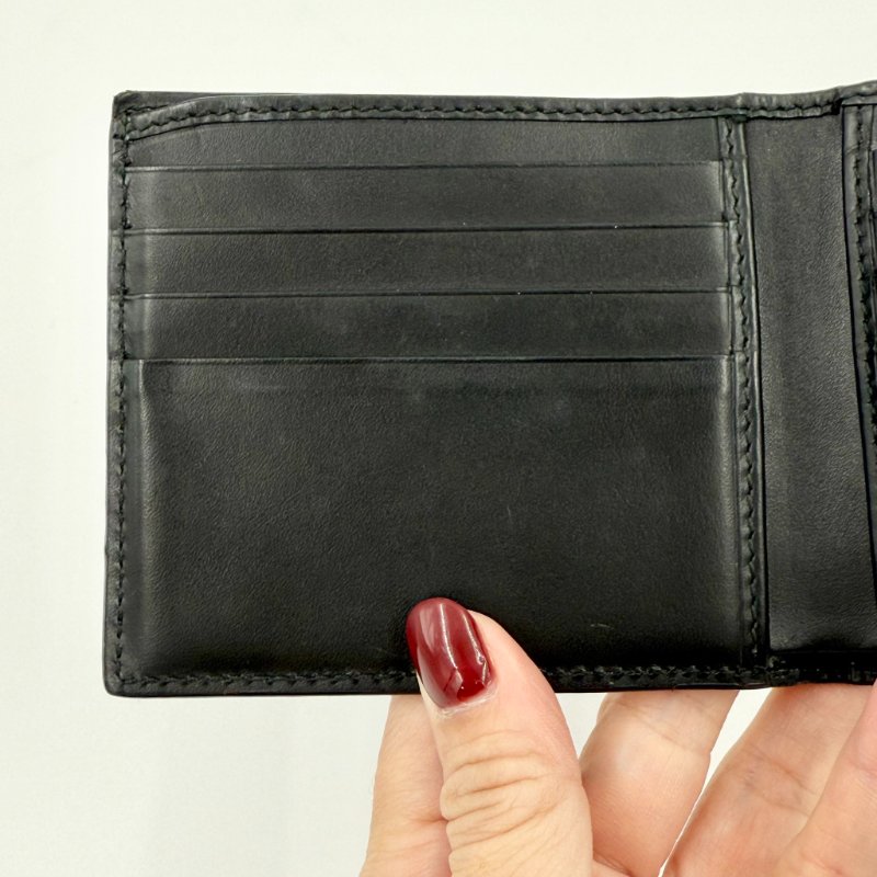 GUCCI - 黑色牛皮雙G LOGO對開短夾-11