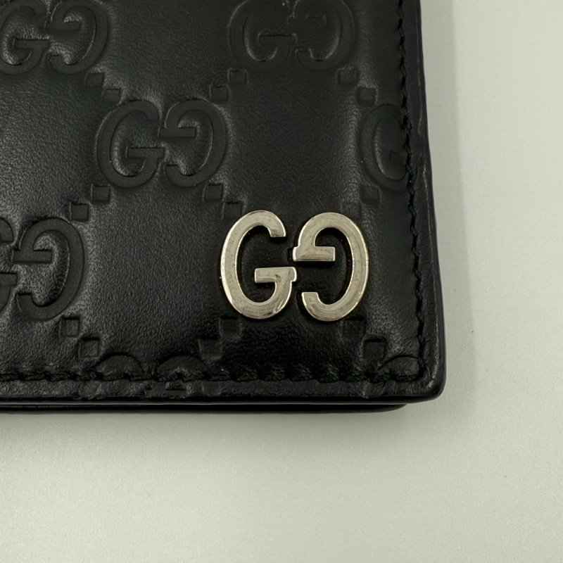 GUCCI - 黑色牛皮雙G LOGO對開短夾-13