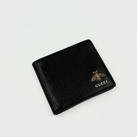 GUCCI - 黑色牛皮蜜蜂對開短夾