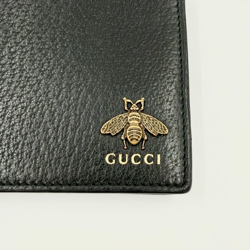 GUCCI - 黑色牛皮蜜蜂對開短夾-3