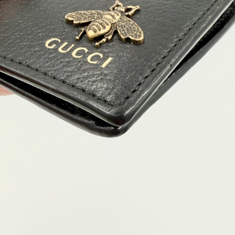 GUCCI - 黑色牛皮蜜蜂對開短夾-6