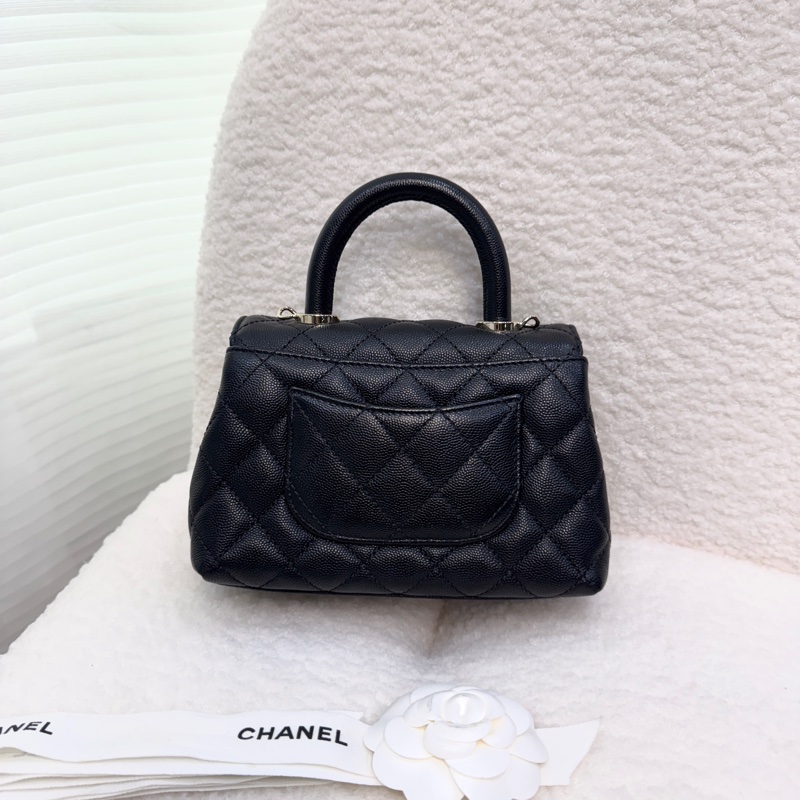 🖤香奈兒憨豆CHANEL黑金荔枝皮MINI COCO HANDLE AS2215-3