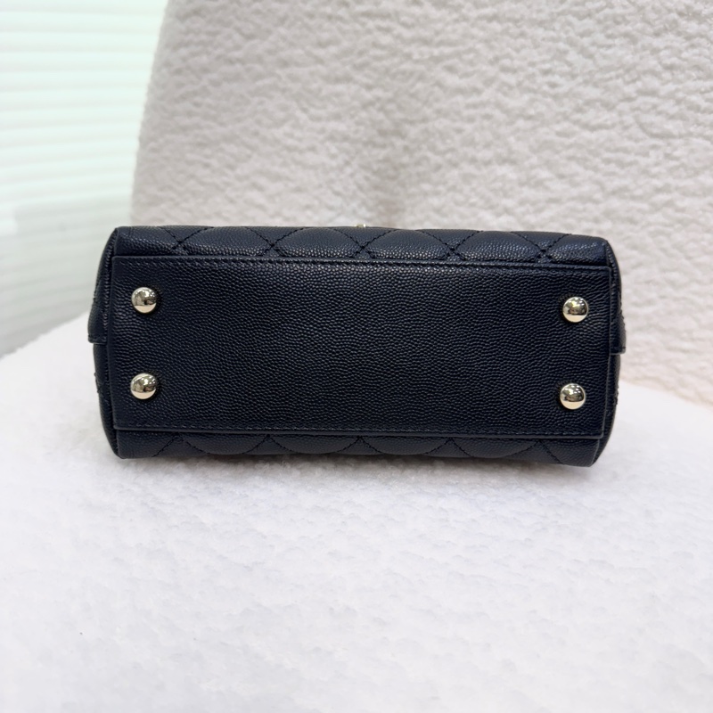 🖤香奈兒憨豆CHANEL黑金荔枝皮MINI COCO HANDLE AS2215-6