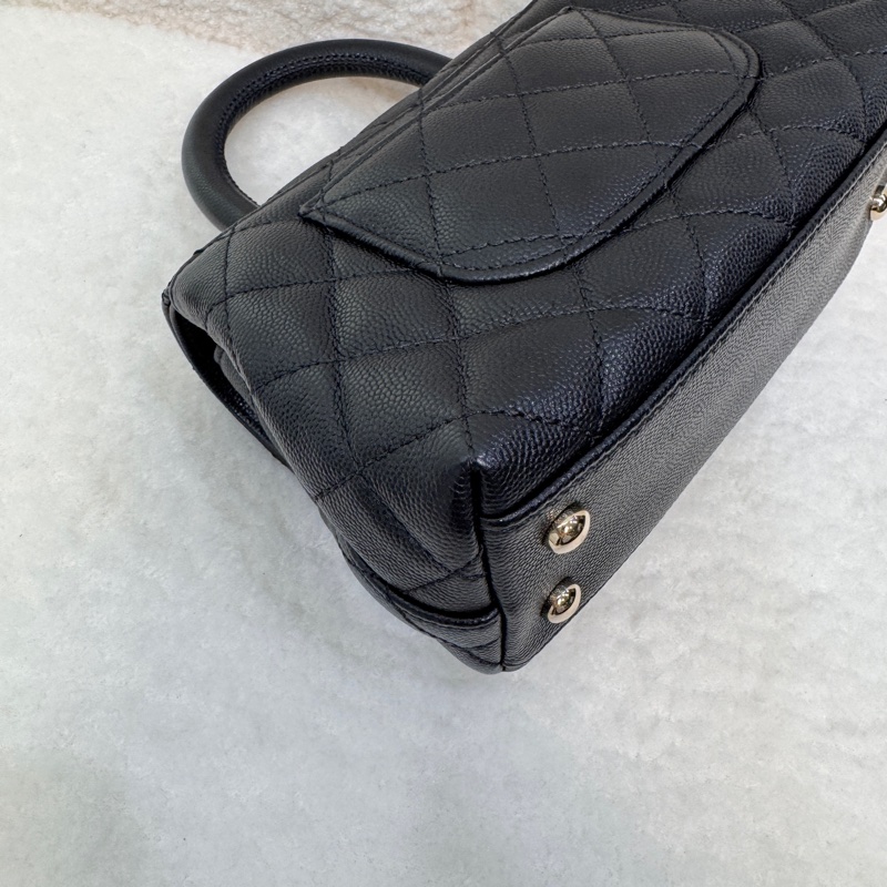 🖤香奈兒憨豆CHANEL黑金荔枝皮MINI COCO HANDLE AS2215-12