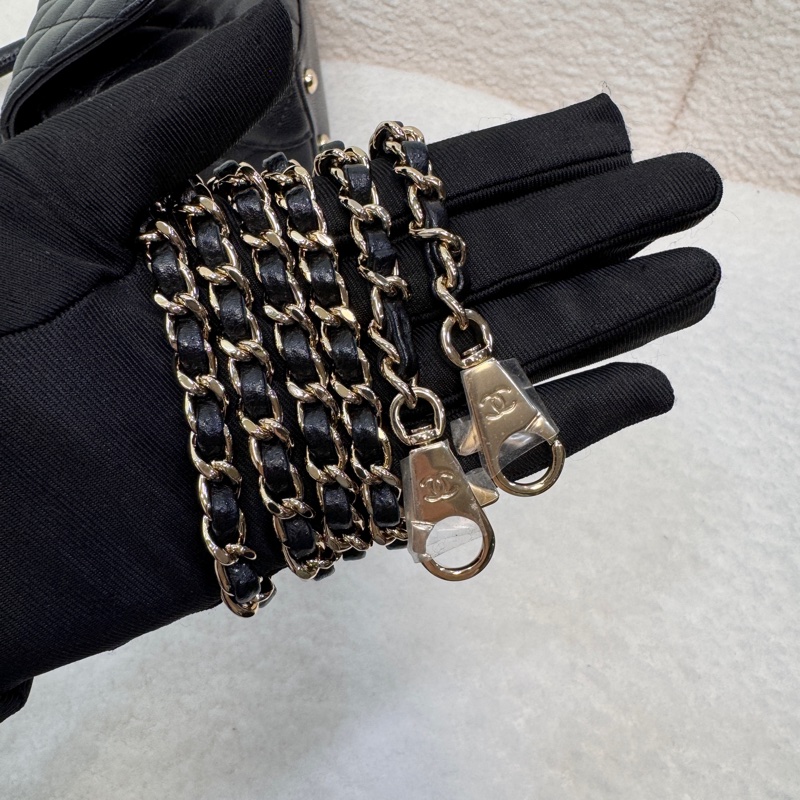 🖤香奈兒憨豆CHANEL黑金荔枝皮MINI COCO HANDLE AS2215-13
