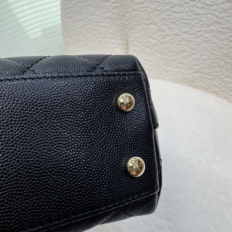 🖤香奈兒憨豆CHANEL黑金荔枝皮MINI COCO HANDLE AS2215-15