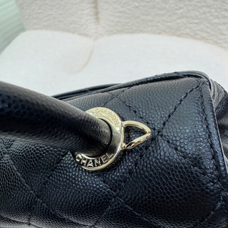 🖤香奈兒憨豆CHANEL黑金荔枝皮MINI COCO HANDLE AS2215-18