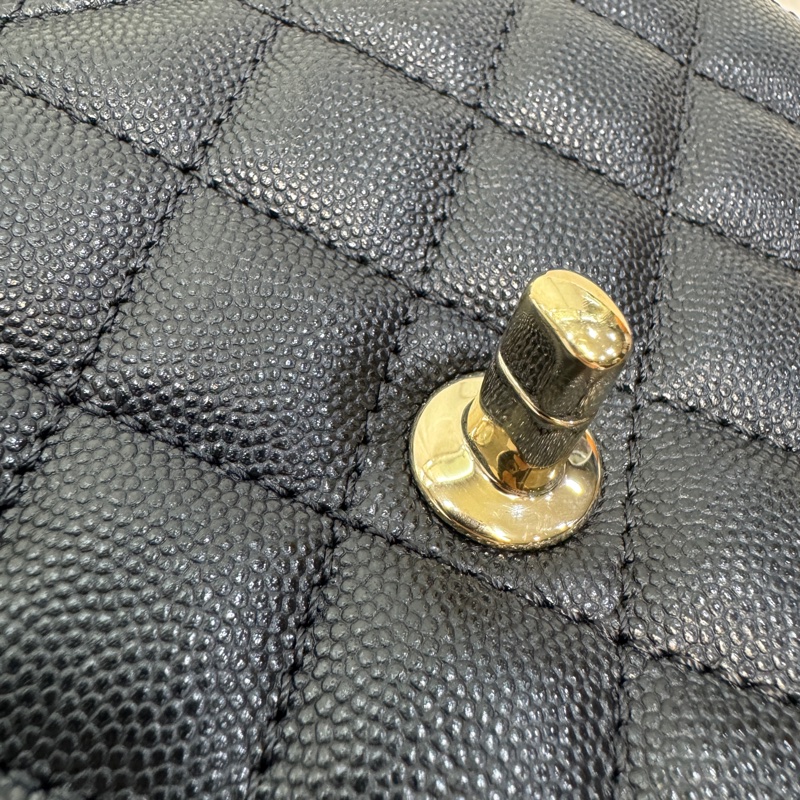 🖤香奈兒憨豆CHANEL黑金荔枝皮MINI COCO HANDLE AS2215-19