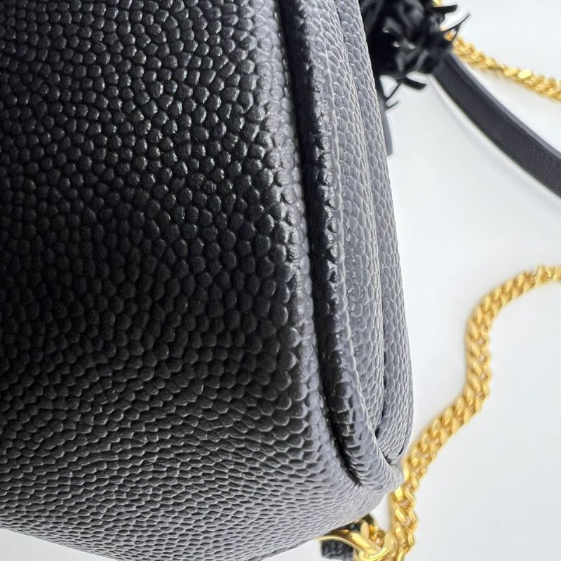 聖羅蘭黑金 LOU 牛皮流蘇相機包 單肩斜背兩用包-11