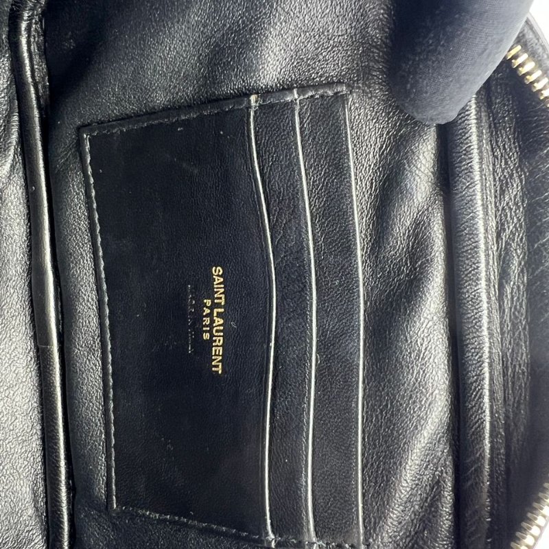 聖羅蘭黑金 LOU 牛皮流蘇相機包 單肩斜背兩用包-16