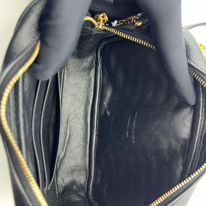 聖羅蘭黑金 LOU 牛皮流蘇相機包 單肩斜背兩用包-19