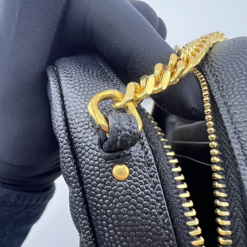 聖羅蘭黑金 LOU 牛皮流蘇相機包 單肩斜背兩用包-20