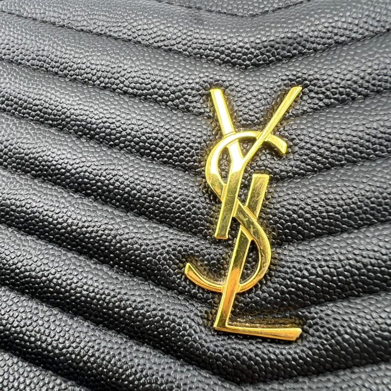 聖羅蘭黑金 LOU 牛皮流蘇相機包 單肩斜背兩用包-24