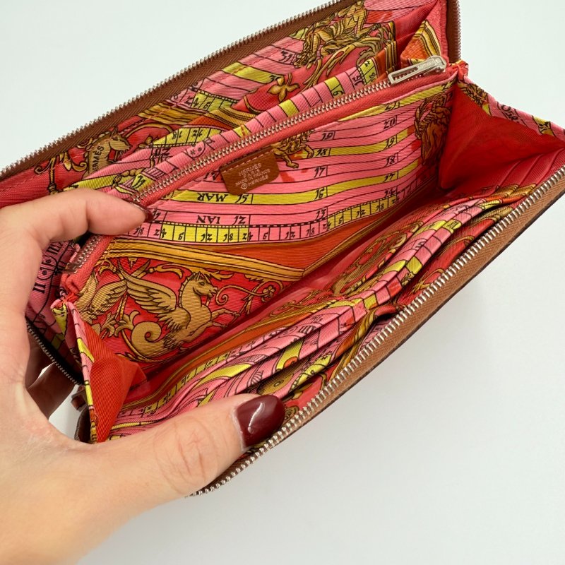 HERMES - 棕色EPSOM  Silk'in Azap 絲巾長夾-3