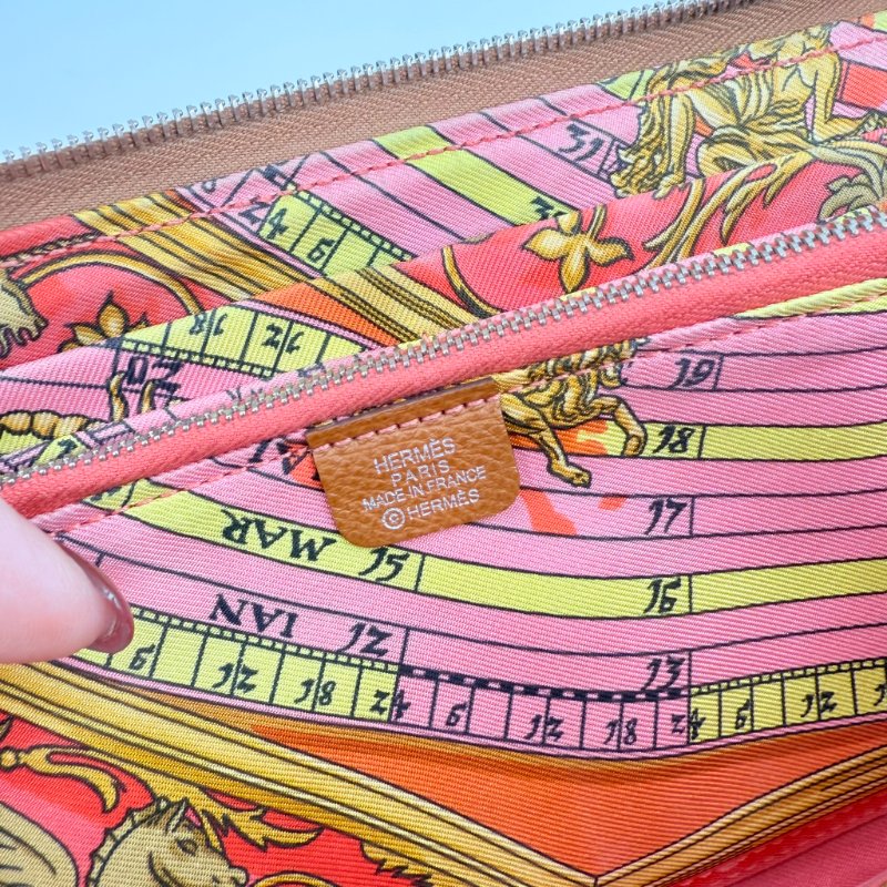 HERMES - 棕色EPSOM  Silk'in Azap 絲巾長夾-4