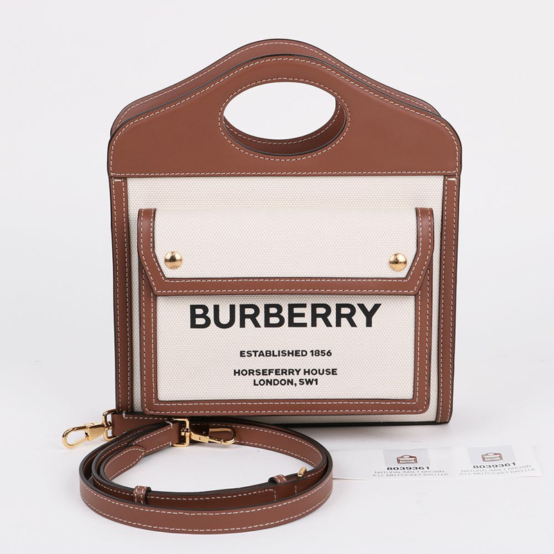 【包稅】BURBERRY 帆布Logo口袋小號斜背包-0