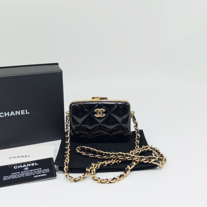 CHANEL 21早秋高級手工坊城堡系列漆皮菱格紋鏈條包 11*7*2 99新配件盒子塵袋保卡-1