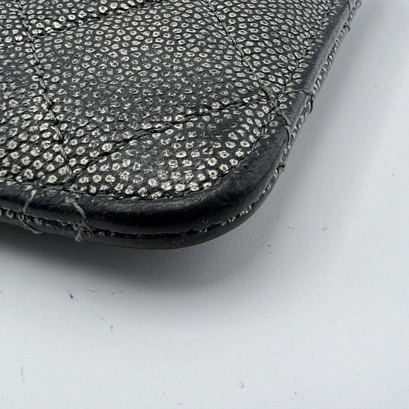 香奈兒黑銀魚子醬菱格紋手拿包錢包-12