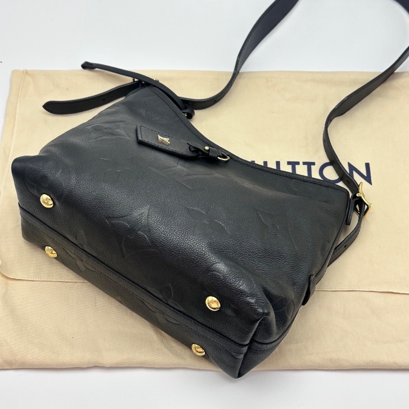 LV 黑色金扣全皮壓花carryall小號母肩背斜背包芯片款 29*24*12 98新配件塵袋-3